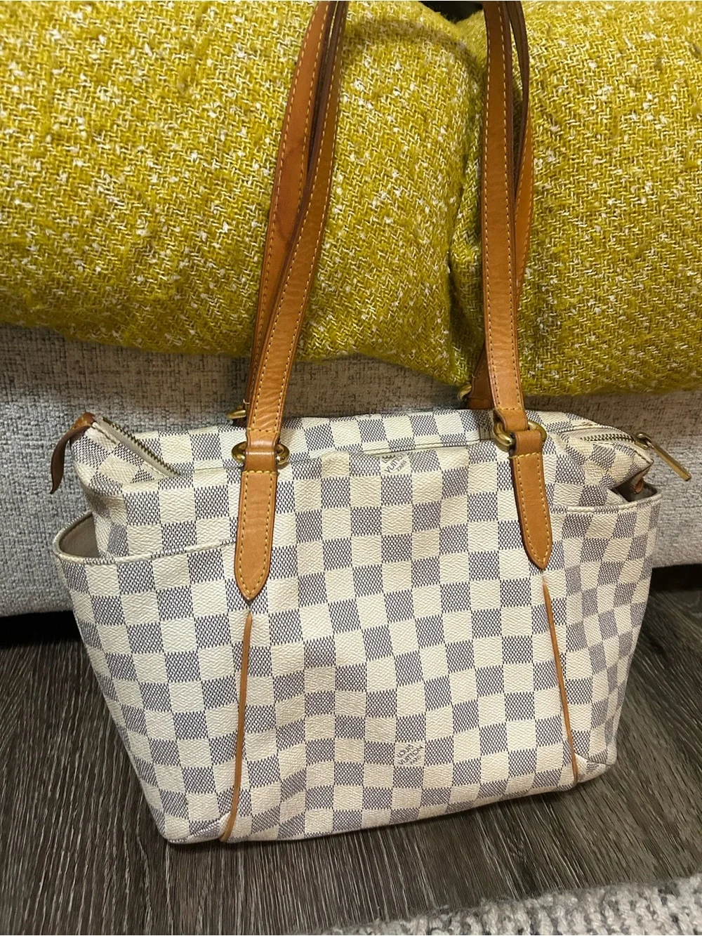 Louis Vuitton Totally PM Tote Bag Canvas Damier Azur Shoulder Bag